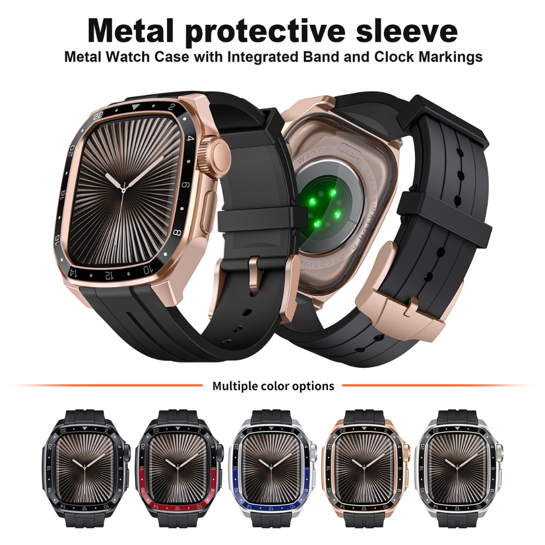 Luxury Metal Scale Ring Case With Straps By iSerieshub Compatible For Apple Watch