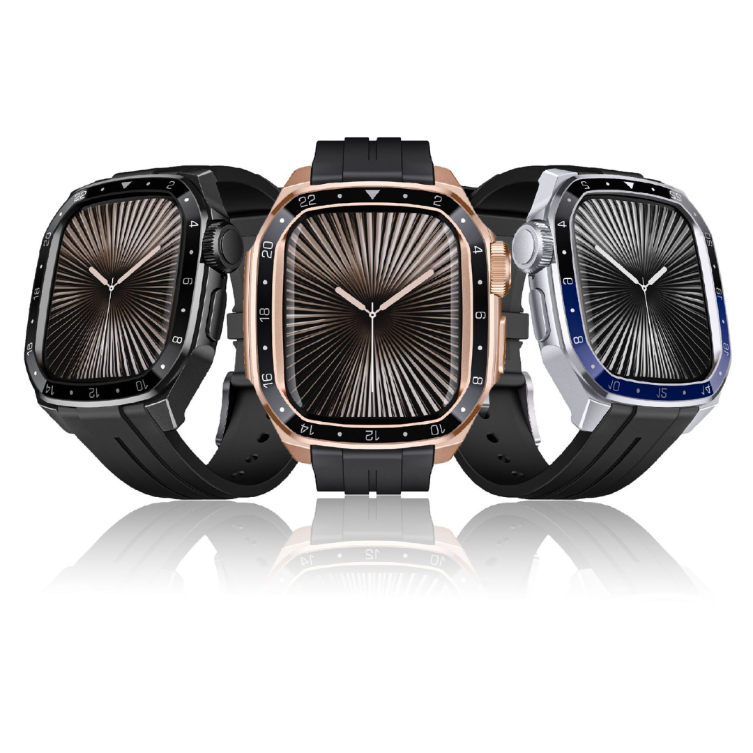 Luxury Metal Scale Ring Case With Straps By iSerieshub Compatible For Apple Watch