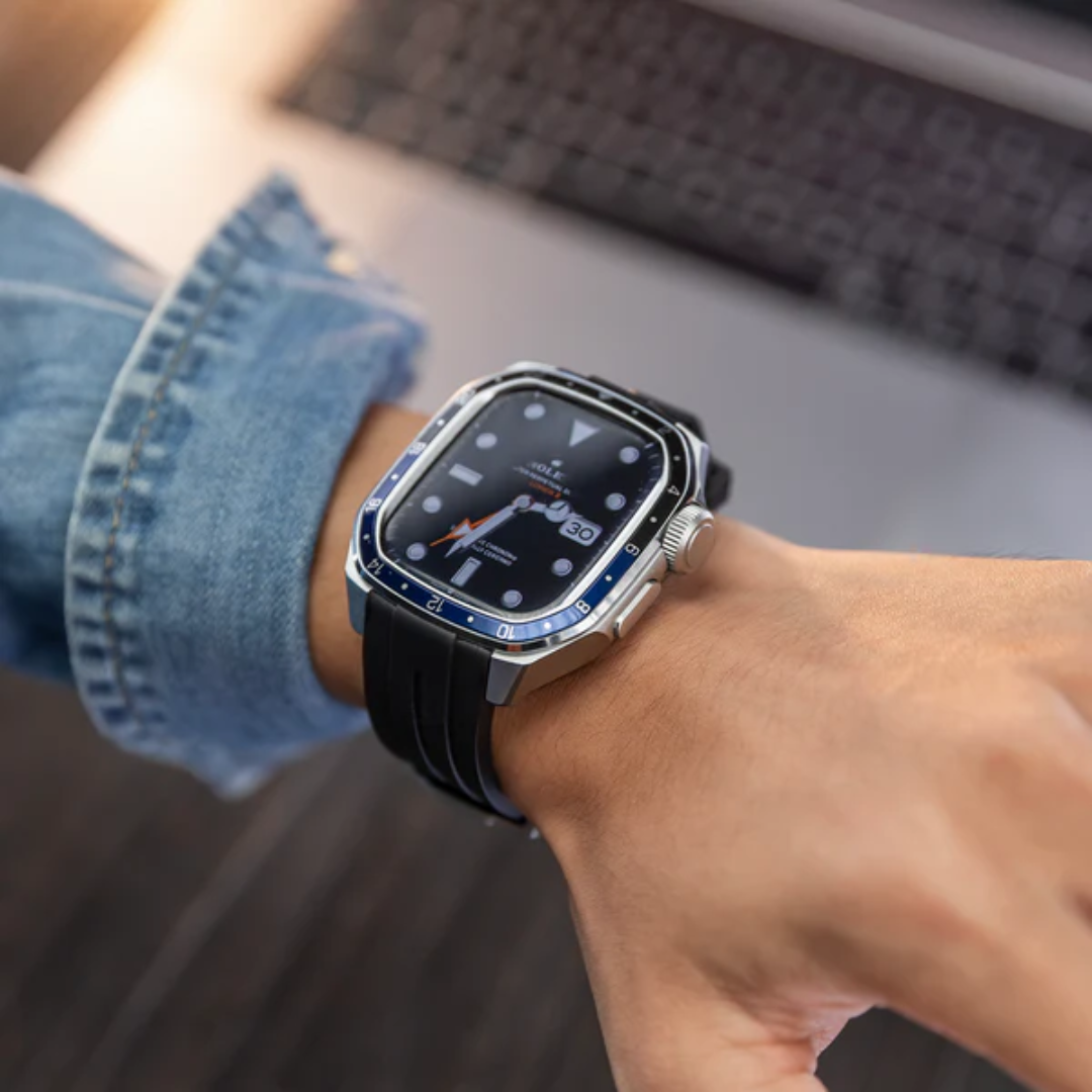 Luxury Metal Scale Ring Case With Straps By iSerieshub Compatible For Apple Watch