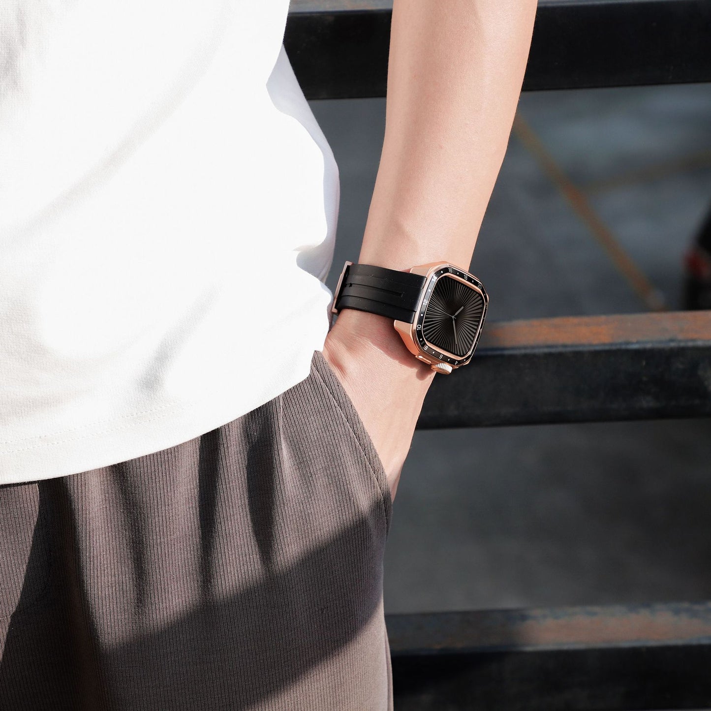 Luxury Metal Scale Ring Case With Straps By iSerieshub Compatible For Apple Watch
