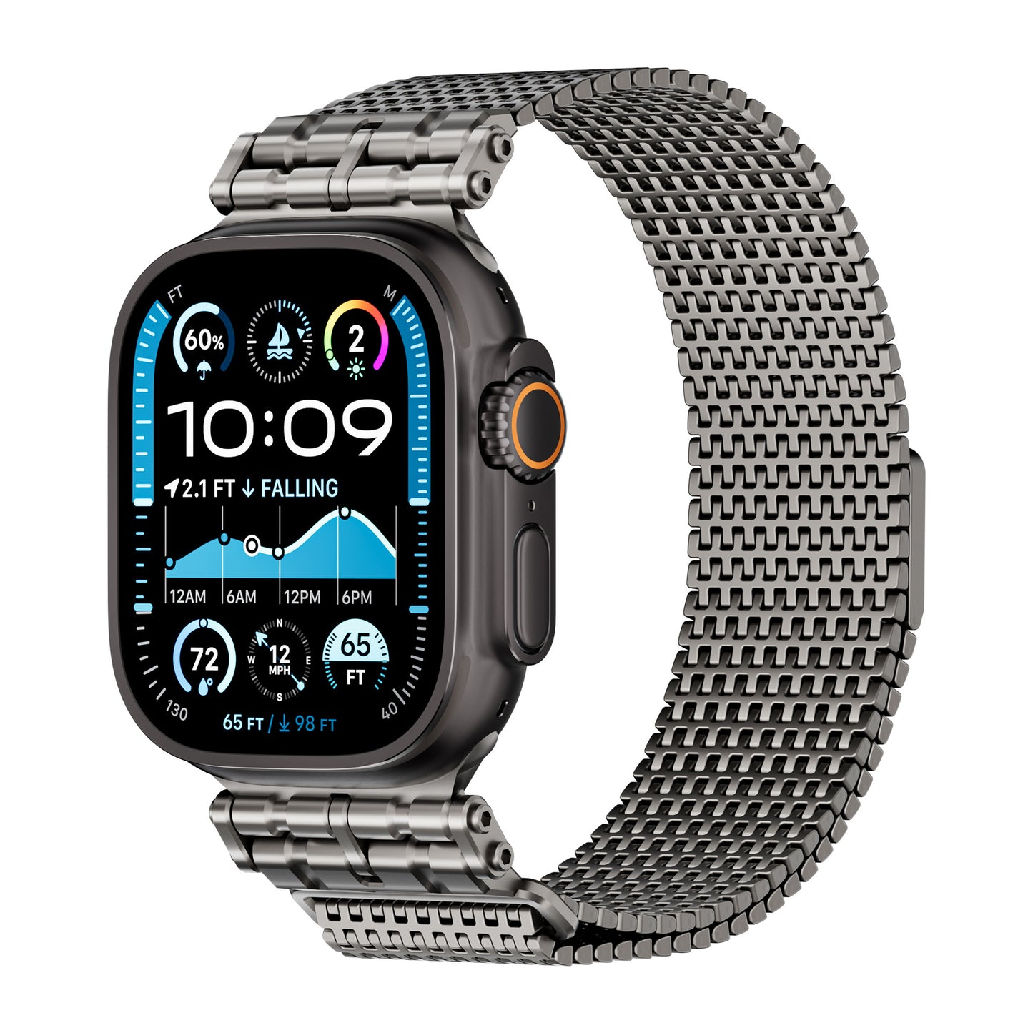 Luxury Titanium Armor Milanese Magnetic Loop By iSerieshub For Apple Watch