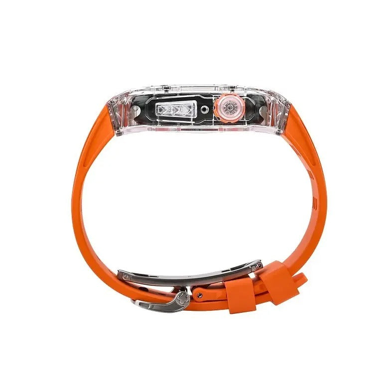 Luxury Modification Kit Transparent Case + Rubber Silicone Straps By iSerieshub Compatible For Smart Watch (44MM 45MM)