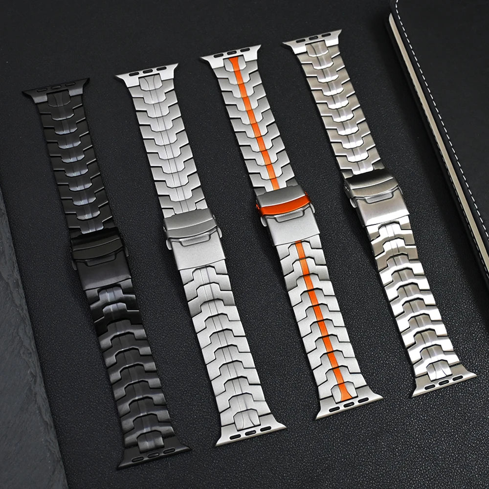 Luxury Wingtip Titanium Metal Straps By iSerieshub Compatible For iWatch