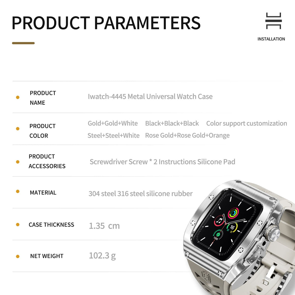 Luxury Stainless Steel Case with Designer Silicone Strap For Apple Watch