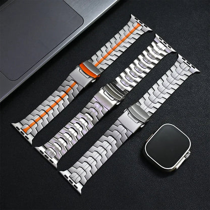 Luxury Wingtip Titanium Metal Straps By iSerieshub Compatible For iWatch