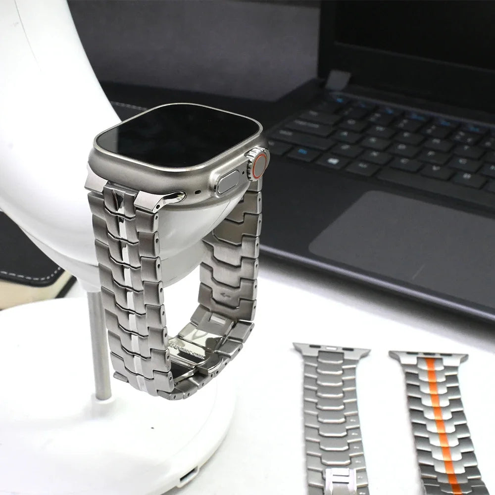 Luxury Wingtip Titanium Metal Straps By iSerieshub Compatible For iWatch