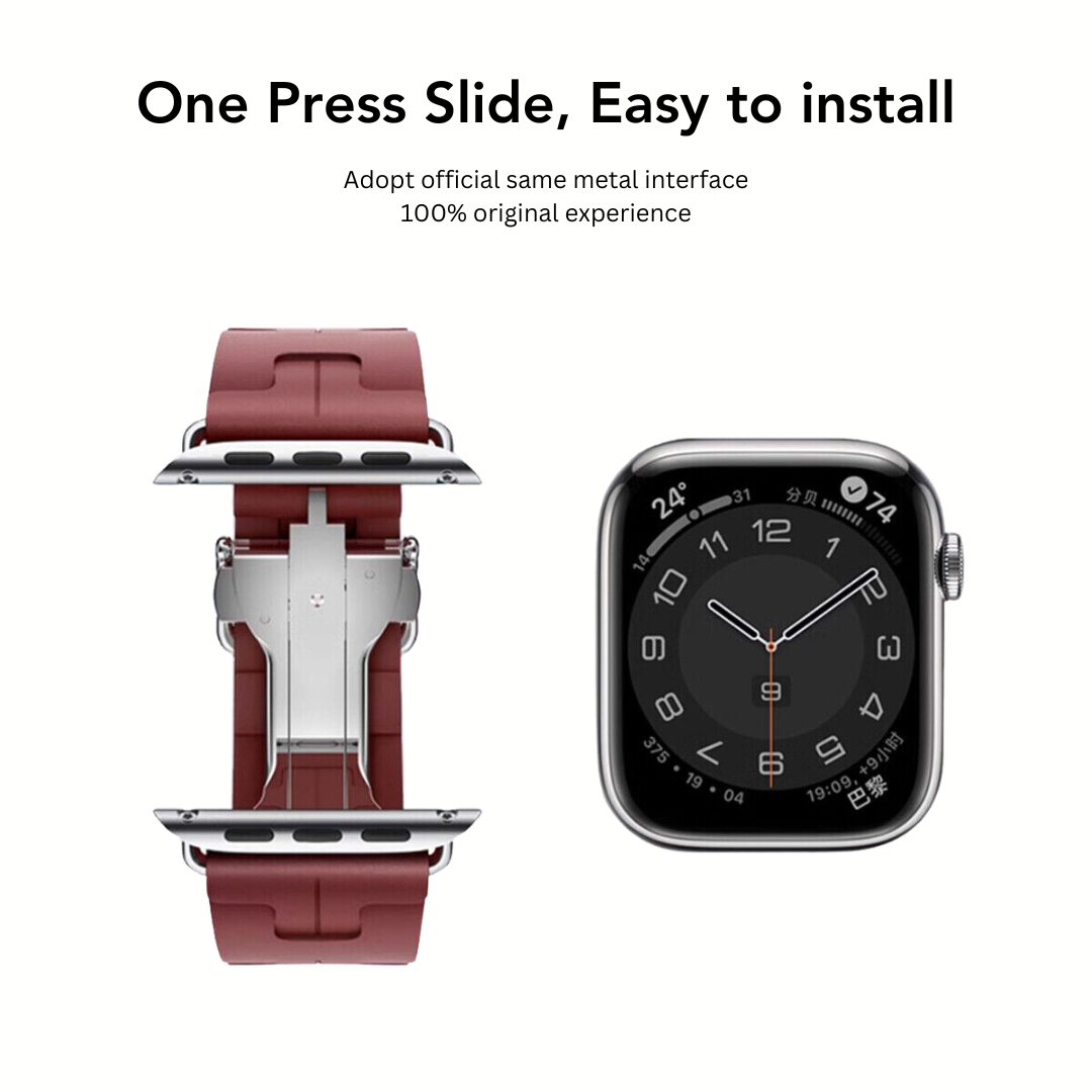 Premium Hermes Kilim Single Tour Silicone Strap By iSerieshub Compatible For iWatch