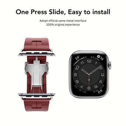 Premium Hermes Kilim Single Tour Silicone Strap By iSerieshub Compatible For iWatch