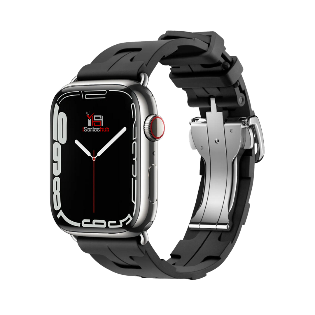 Premium Hermes Kilim Single Tour Silicone Strap By iSerieshub Compatible For iWatch
