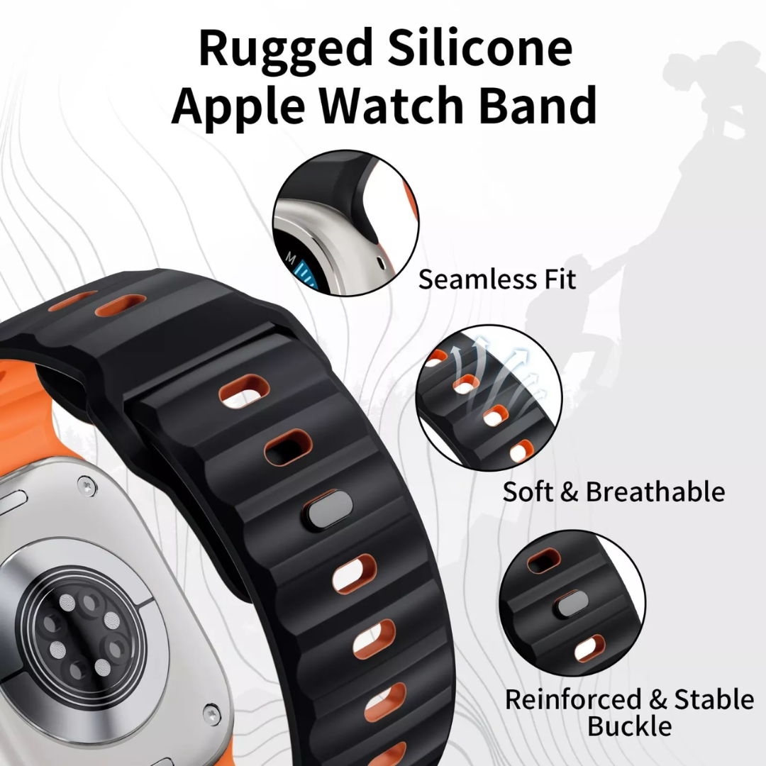 Premium Ultra Wide Rugged Silicone Band By iSerieshub Compatible For Apple Watch