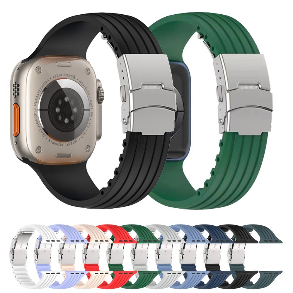 Premium Silicone Band With Stainless Steel Lock By iSerieshub Compatible For Smart-Watch