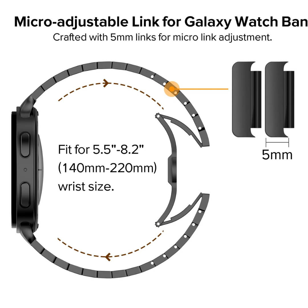 Luxury Stainless Steel Link Band for Samsung Galaxy Watch 8/9 – 44mm