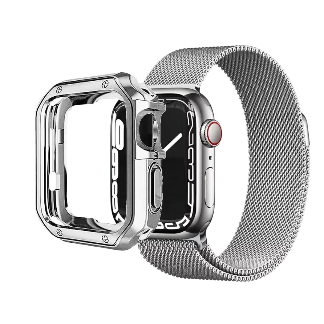 Premium Metal Milanese Loop With TPU Case By iSeriesHub Compatible For Smart-Watch