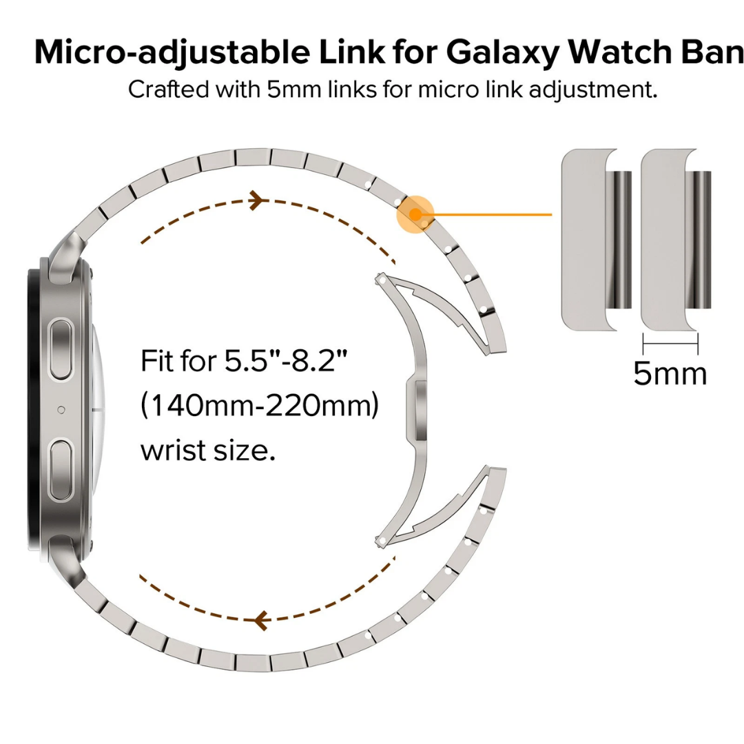 Luxury Stainless Steel Link Band for Samsung Galaxy Watch 8/9 – 44mm