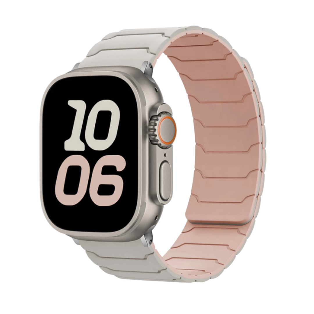 Premium Armor Magnetic Silicone Litchi Silicone Magnetic Loop By iSerieshub Comaptible For Apple Watch