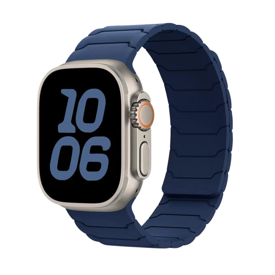Premium Armor Magnetic Silicone Litchi Silicone Magnetic Loop By iSerieshub Comaptible For Apple Watch