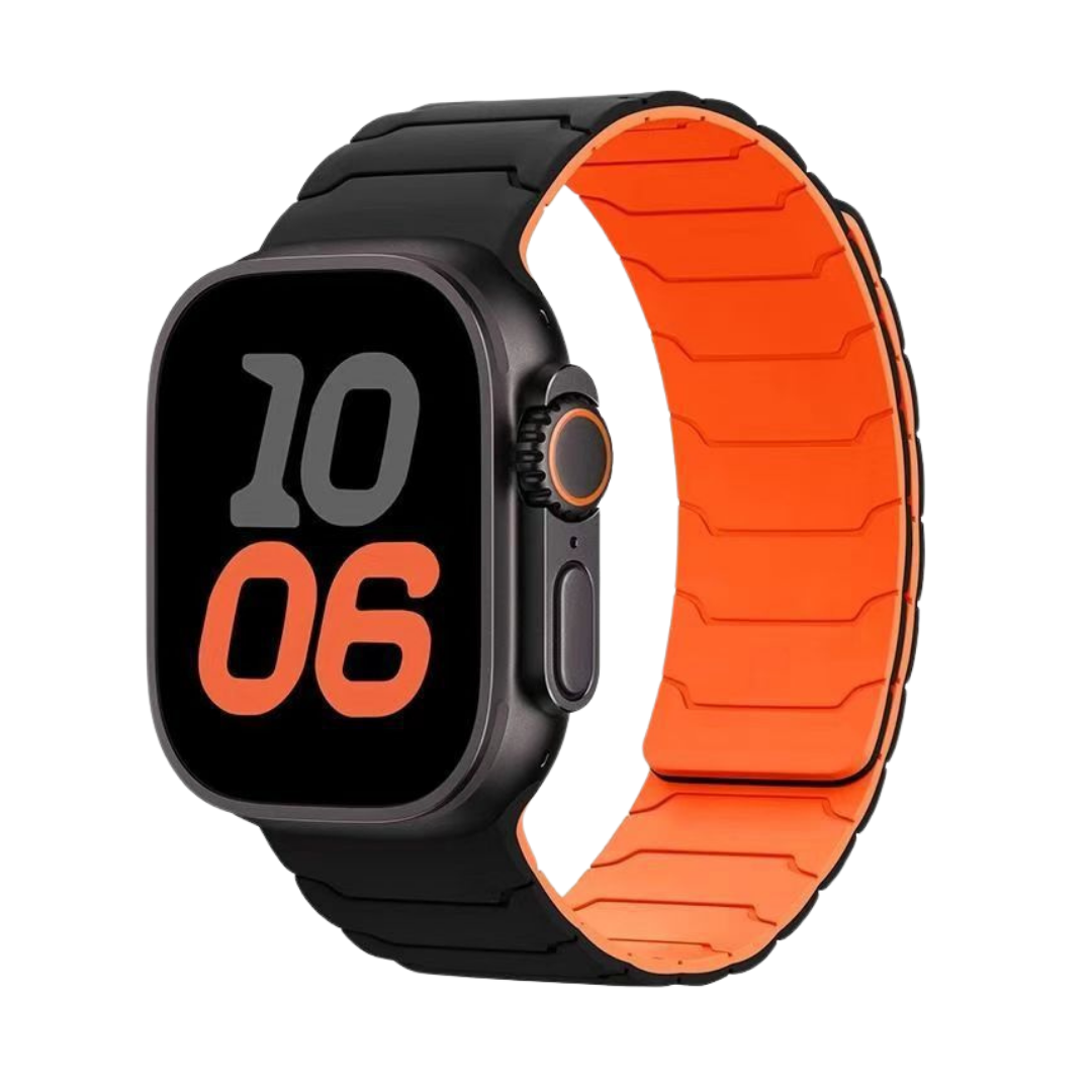 Premium Armor Magnetic Silicone Litchi Silicone Magnetic Loop By iSerieshub Comaptible For Apple Watch