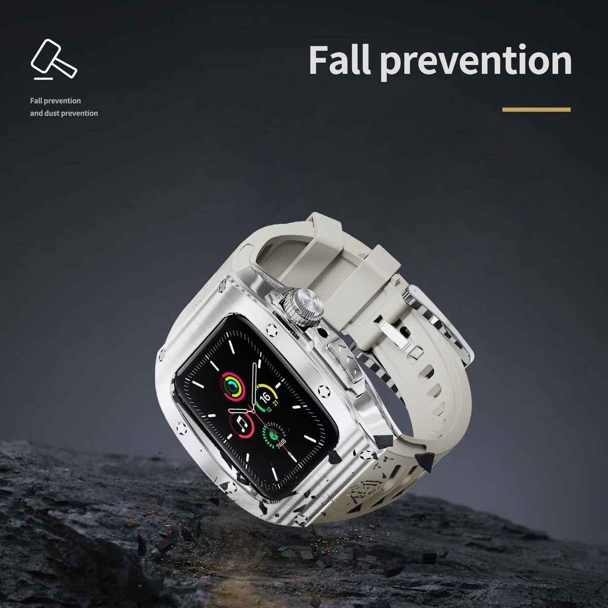 Luxury Stainless Steel Case with Designer Silicone Strap For Apple Watch