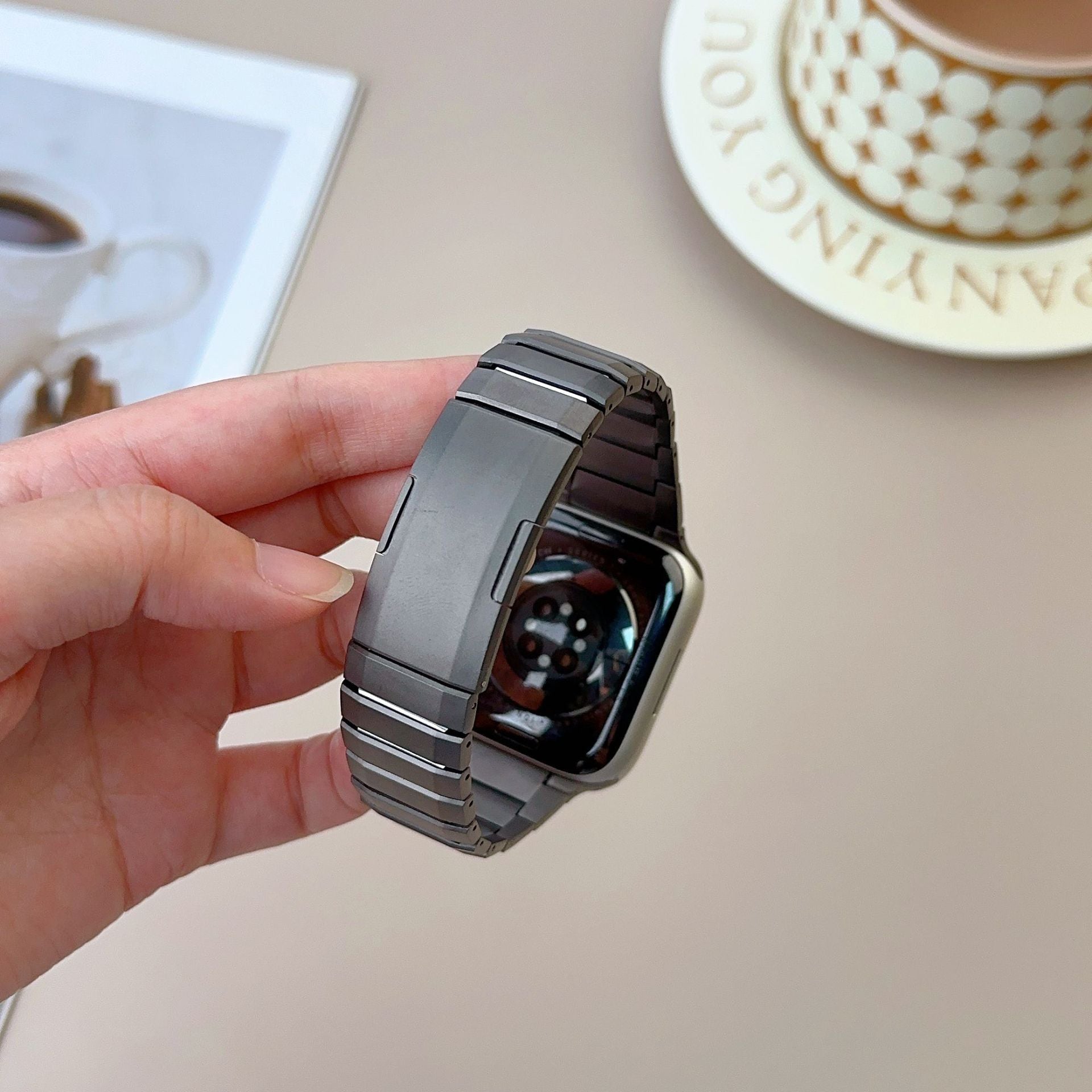 Luxury Titanium Curved Sliding Steel Straps By iSerieshub Compatible For Apple Watch