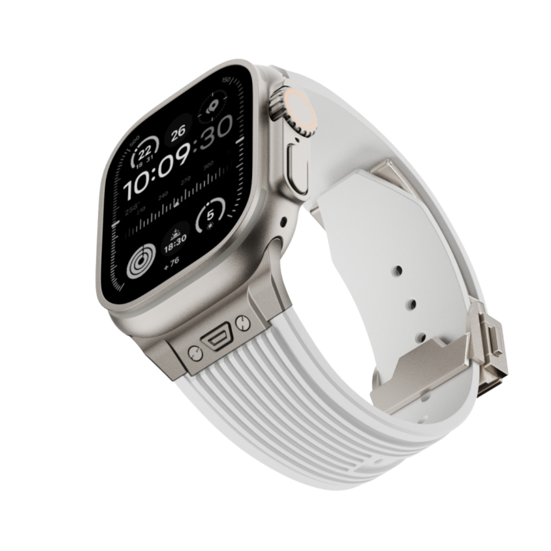 Premium Titanium Buckle Silicone Strap By iSerieshub Compatible For iWatch