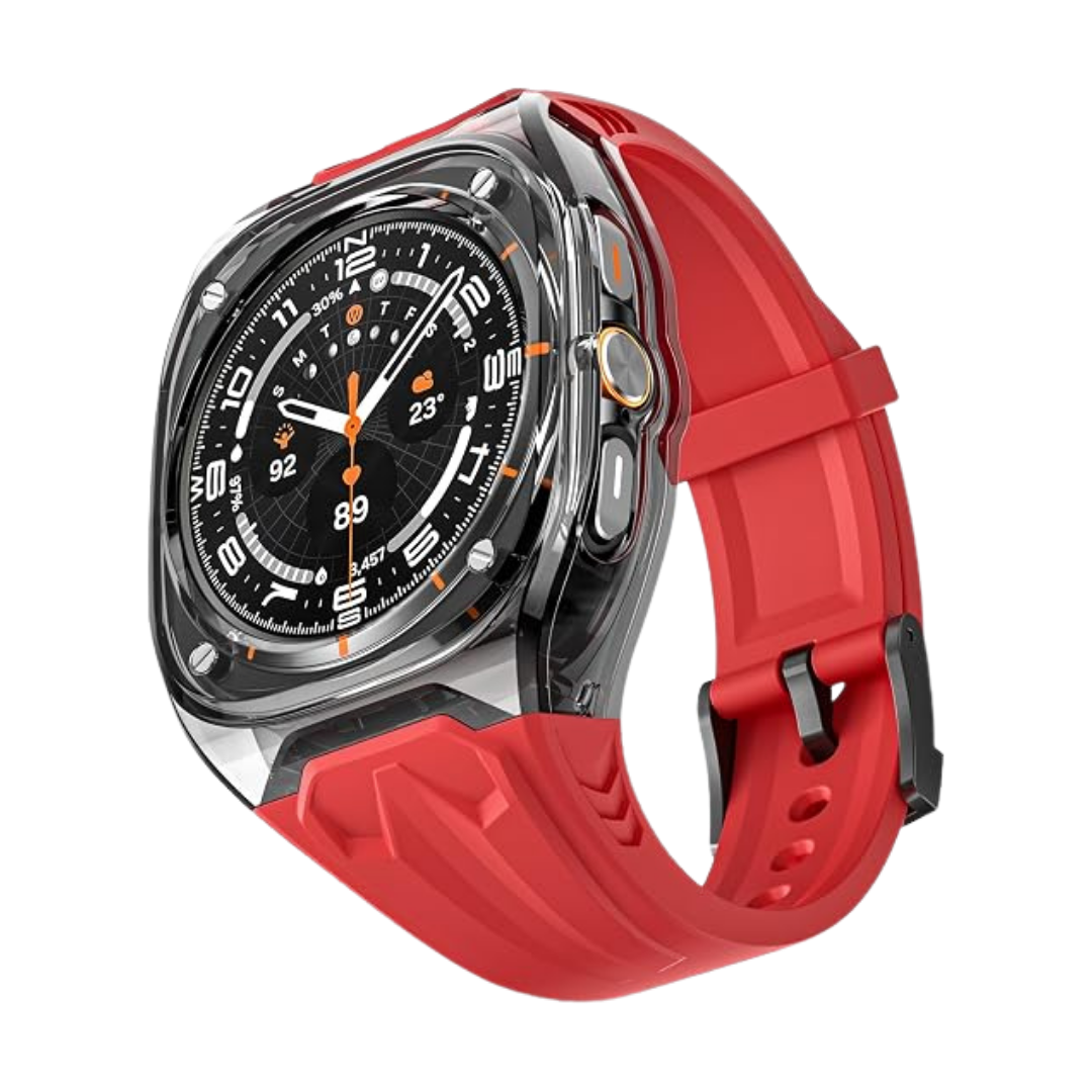 Transparent Designer Rugged Case with Silicone Band Compatible with Samsung Galaxy Watch Ultra 47mm