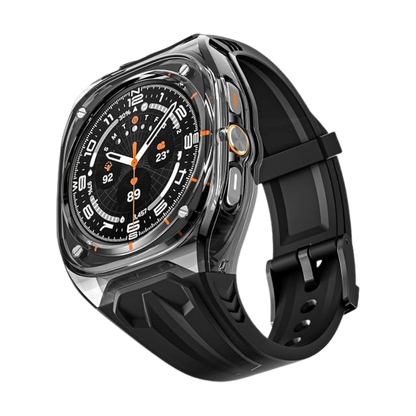 Transparent Designer Rugged Case with Silicone Band Compatible with Samsung Galaxy Watch Ultra 47mm