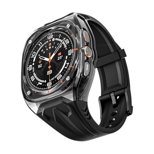 Transparent Designer Rugged Case with Silicone Band Compatible with Samsung Galaxy Watch Ultra 47mm