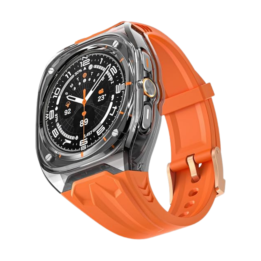 Transparent Designer Rugged Case with Silicone Band Compatible with Samsung Galaxy Watch Ultra 47mm
