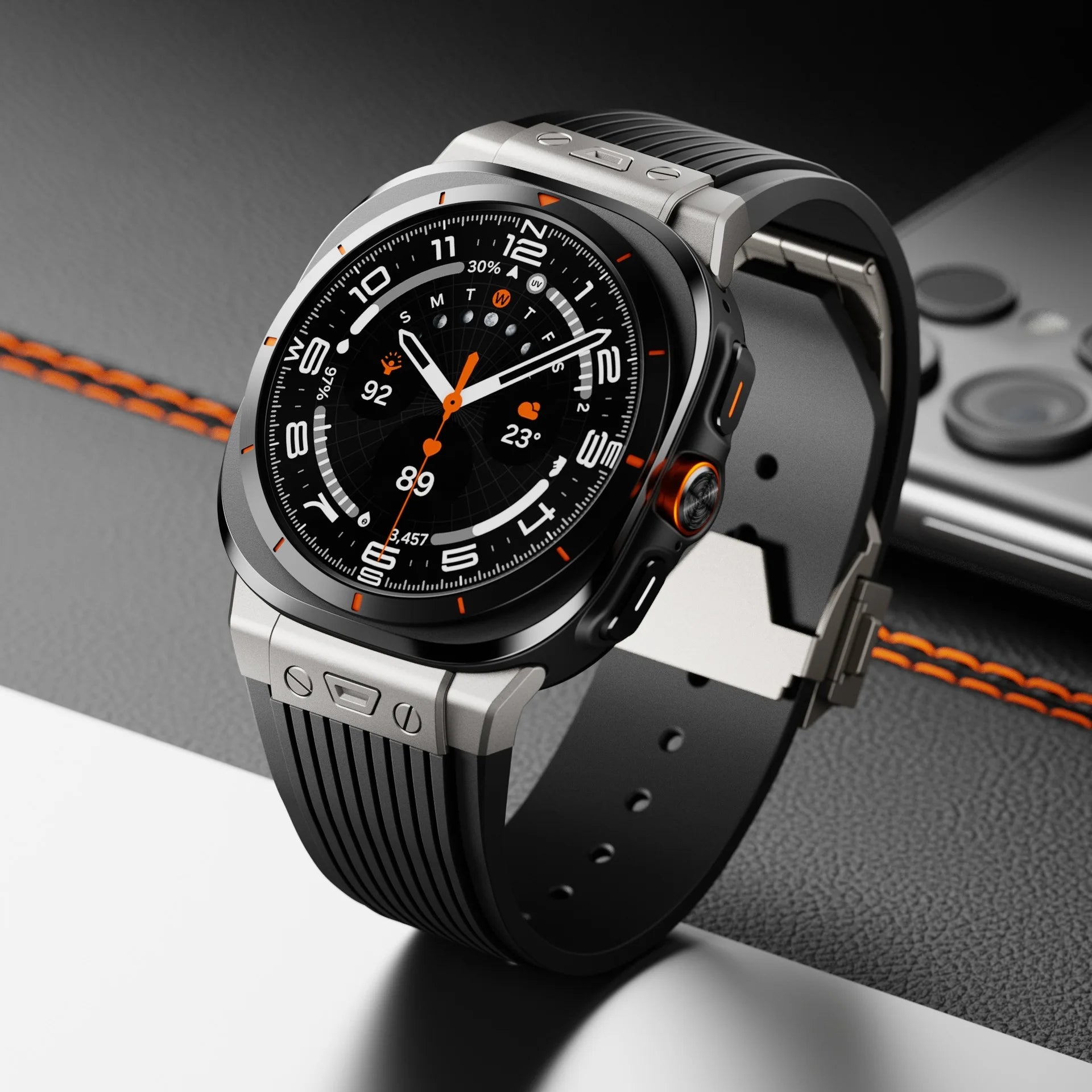 Luxury Galaxy Watch Ultra 47mm Silicone Band with Folding Clasp