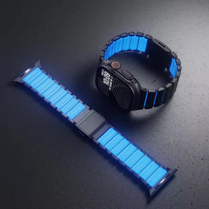 Luxury Titanium Dual Layer Silicone Magnetic Link Bands By Iserieshub Compatible For Apple Watch