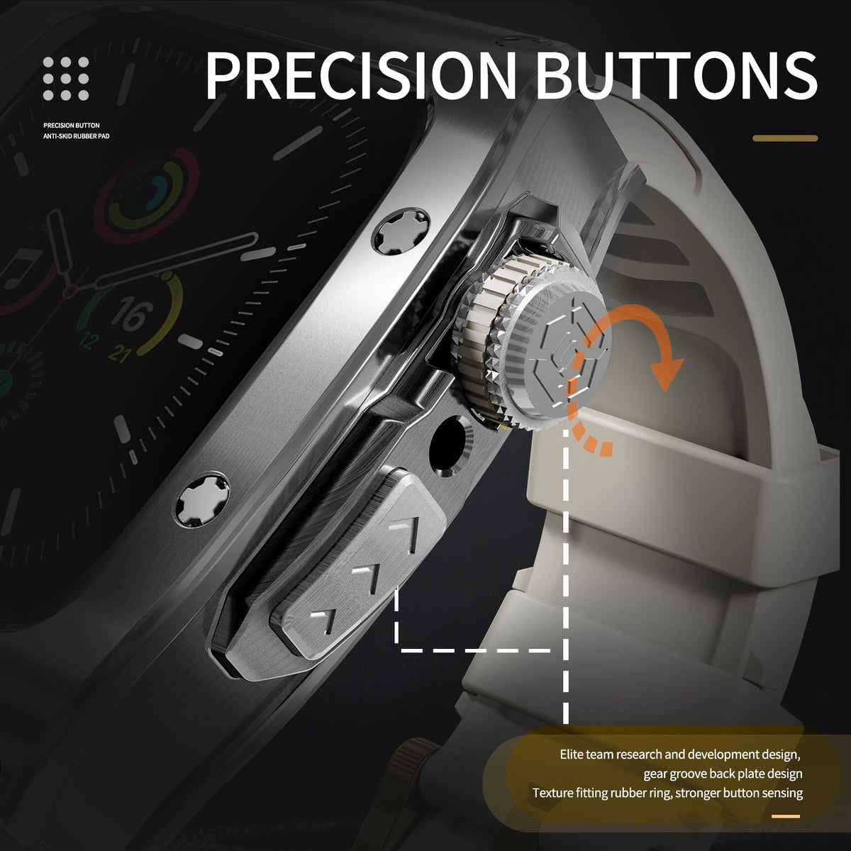 Luxury Stainless Steel Case with Designer Silicone Strap For Apple Watch