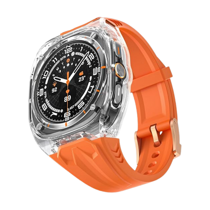 Transparent Designer Rugged Case with Silicone Band Compatible with Samsung Galaxy Watch Ultra 47mm