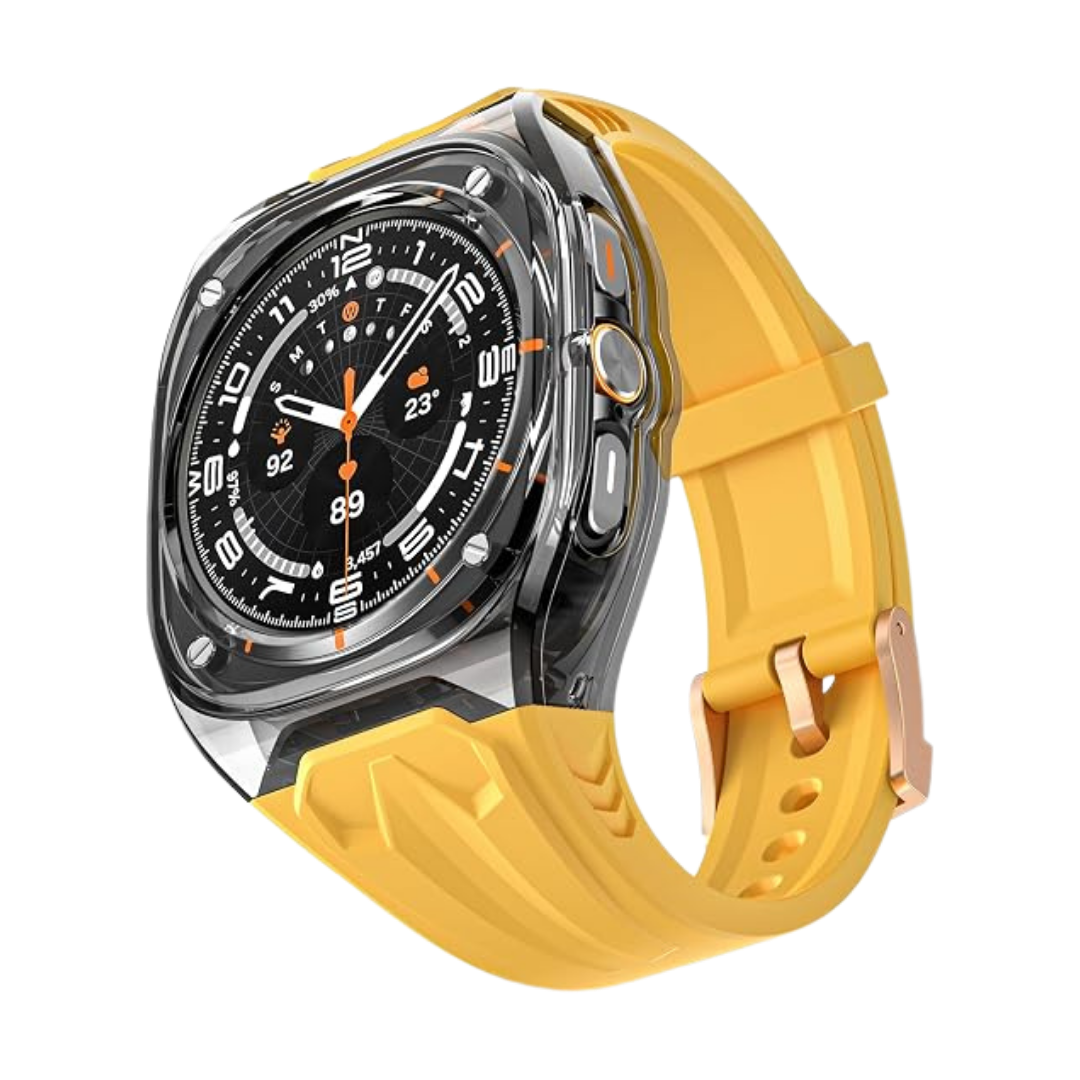 Transparent Designer Rugged Case with Silicone Band Compatible with Samsung Galaxy Watch Ultra 47mm