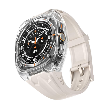 Transparent Designer Rugged Case with Silicone Band Compatible with Samsung Galaxy Watch Ultra 47mm