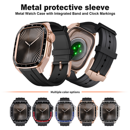 Luxury Metal Scale Ring Case With Straps By iSerieshub Compatible For Apple Watch