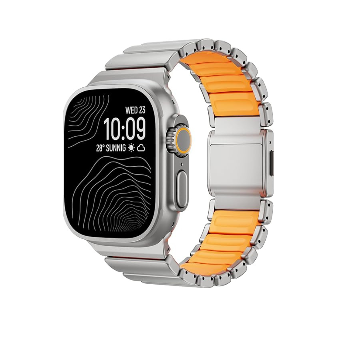 Luxury Titanium Dual Layer Silicone Magnetic Link Bands By Iserieshub Compatible For Apple Watch