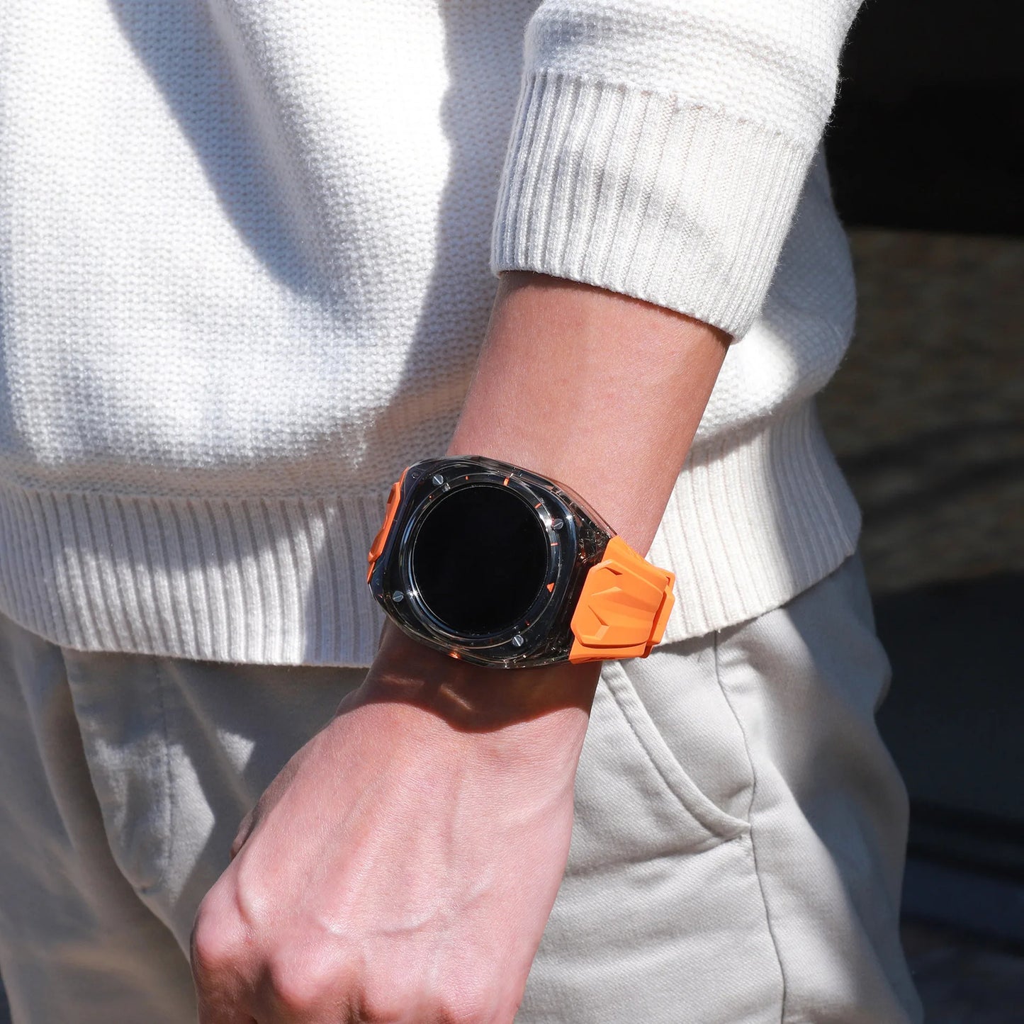 Transparent Designer Rugged Case with Silicone Band Compatible with Samsung Galaxy Watch Ultra 47mm