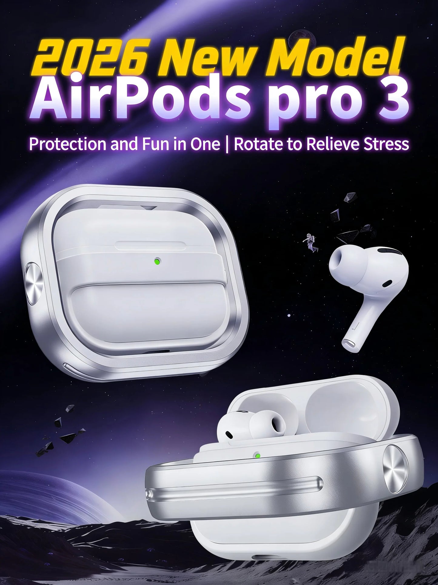 Luxury 360° Rotating Metal Frame Case for AirPods