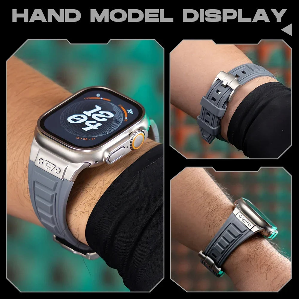 Luxury Titanium Redefine Silicone Straps By iSerieshub Compatible For iWatch