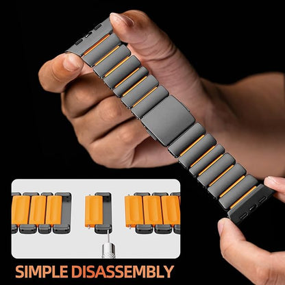 Luxury Titanium Dual Layer Silicone Magnetic Link Bands By Iserieshub Compatible For Apple Watch