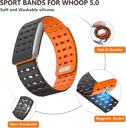 Premium Magnetic Silicone Band Compatible with WHOOP 5.0 – Adjustable Sport Replacement Strap