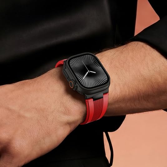 Luxury Velocity Ribbed Silicone Band By iSerieshub Compatible For Apple Watch