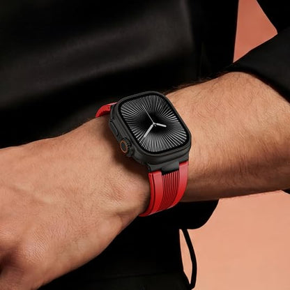 Luxury Velocity Ribbed Silicone Band By iSerieshub Compatible For Apple Watch