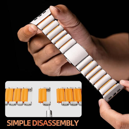 Luxury Titanium Dual Layer Silicone Magnetic Link Bands By Iserieshub Compatible For Apple Watch