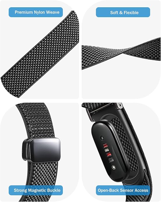 Premium Nylon Braided Magnetic Lock Strap Compatible with Google Fitbit Air