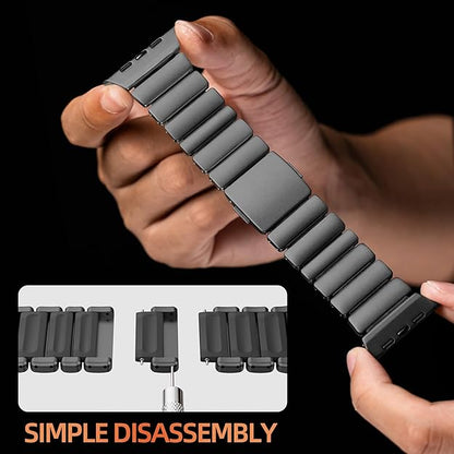 Luxury Titanium Dual Layer Silicone Magnetic Link Bands By Iserieshub Compatible For Apple Watch