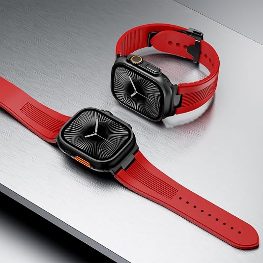 Luxury Velocity Ribbed Silicone Band By iSerieshub Compatible For Apple Watch