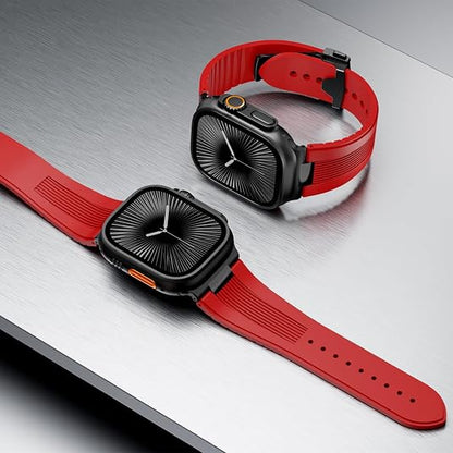 Luxury Velocity Ribbed Silicone Band By iSerieshub Compatible For Apple Watch