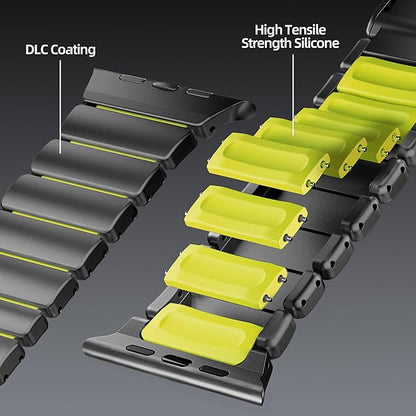 Luxury Titanium Dual Layer Silicone Magnetic Link Bands By Iserieshub Compatible For Apple Watch