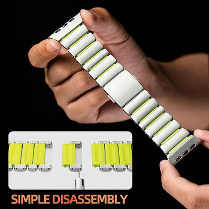 Luxury Titanium Dual Layer Silicone Magnetic Link Bands By Iserieshub Compatible For Apple Watch